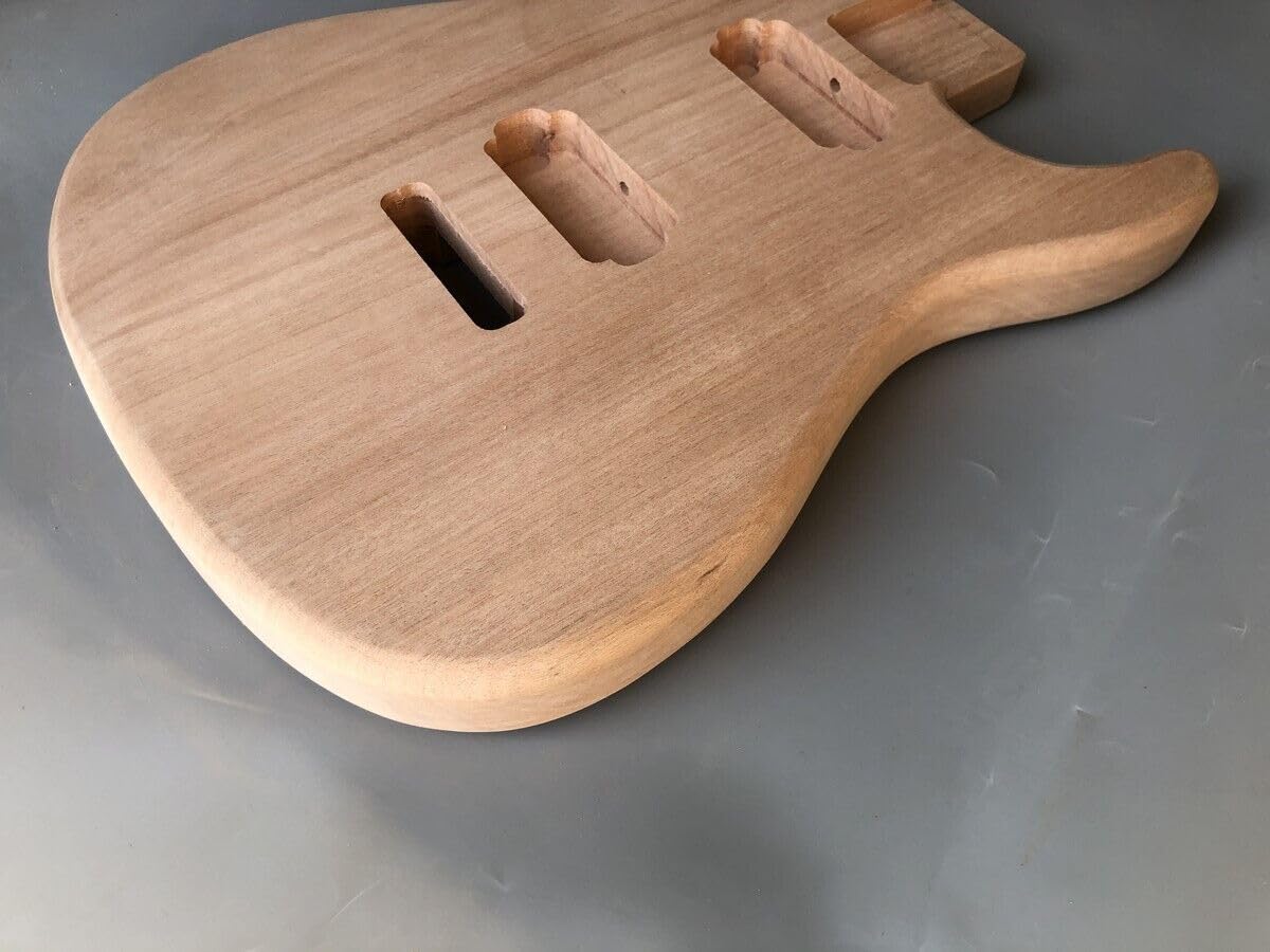 Electric Guitar Body Blank Mahogany wood Electric Guitar Body Unfinished DIY Project For ST Guitar body Replacement (Model 2) Generic