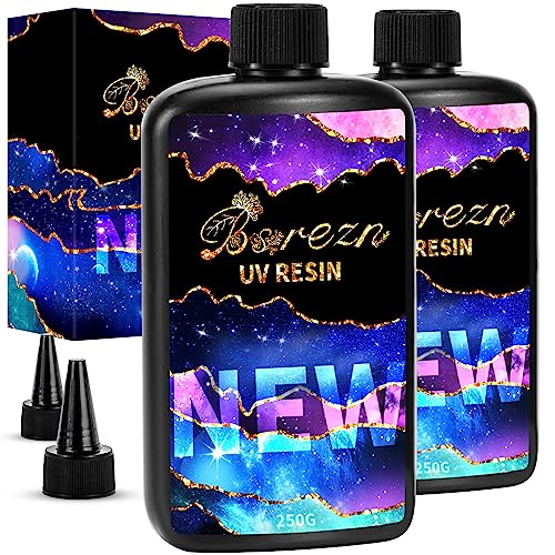 Bsrezn 500g UV Resin Hard, Crystal Clear UV Cure Epoxy Resin Kit Premixed Resina UV Transparent Solar Activated Glue for Jewelry Making Fast Curing - WoodArtSupply