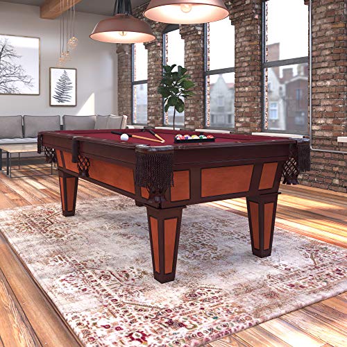 Fat Cat by GLD PRODUCTS Reno 7.5â€™ Pool Table with Dark Cherry Finish and Wine Colored Cloth, Accuslate Billiard Surface for Consistent Straight Fat Cat by GLD Products