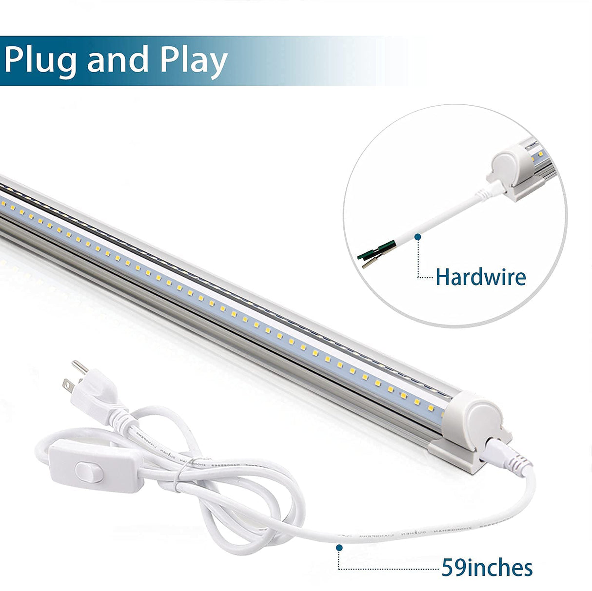 Barrina LED Shop Light, 40W 5000LM 5000K, 4FT Integrated Fixture, V Shape,T8 Light Tube, Daylight White, Clear Cover, Hight Output, LED Shop Lights Barrina