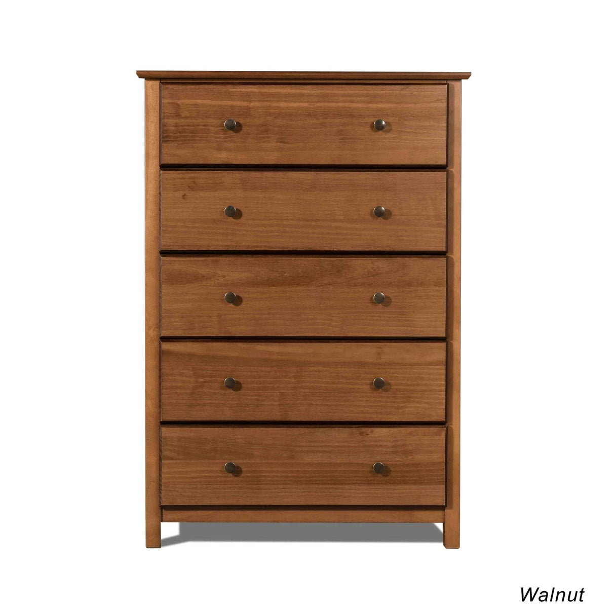 Grain Wood Furniture Shaker 5-Drawer Chest, Walnut Grain Wood Furniture