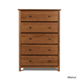 Grain Wood Furniture Shaker 5-Drawer Chest, Walnut Grain Wood Furniture