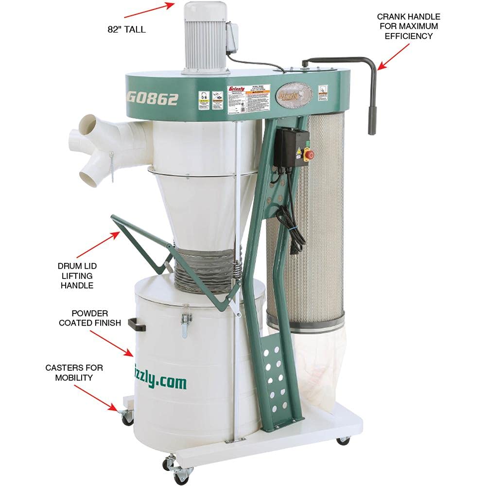 Grizzly Industrial G0862-3 HP Portable Cyclone Dust Collector Grizzly Industrial