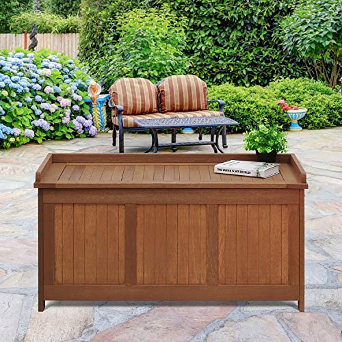 Furinno FG17685 Tioman Outdoor Patio Furniture Hardwood Deck Box in Teak Oil, Natural - WoodArtSupply