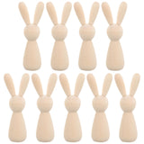 NUOBESTY 10pcs Unfinished Wooden Rabbit Doll Figure Unpainted Peg Dolls DIY Blank Wood Bunny Puppet Craft Art Easter Party Decoration NUOBESTY