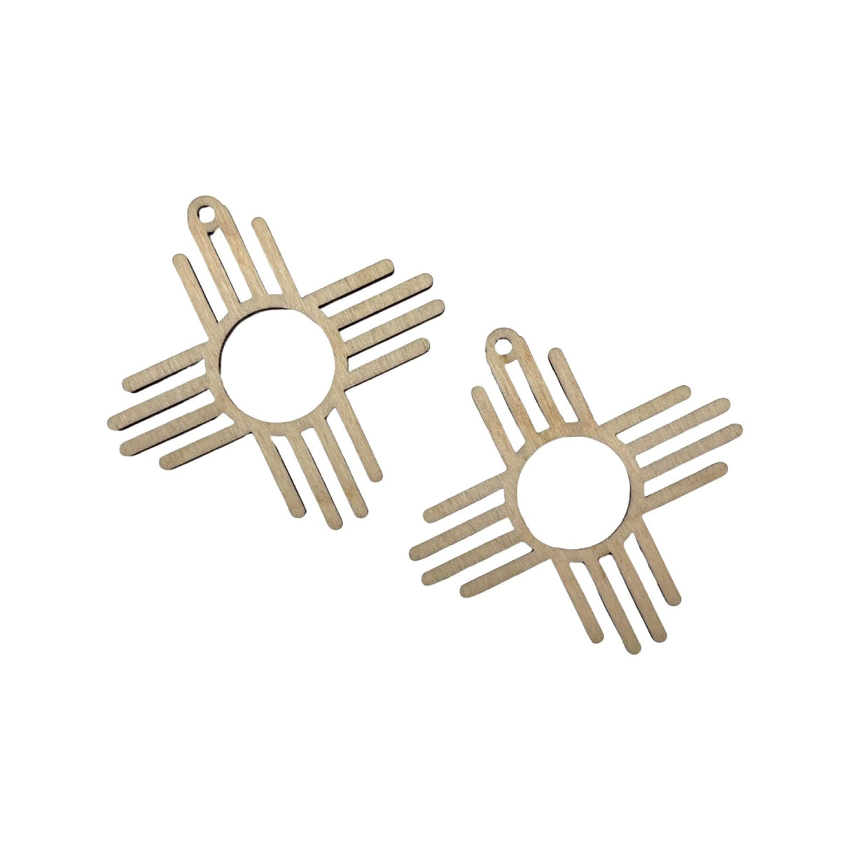 12 Pieces (Many Sizes) Smooth Unfinished Wood New Mexico Zia Sun Symbol Laser Cutout Dangle Earring Jewelry Blanks Charms Ornaments Shape Crafts Made Texan Wood Crafts