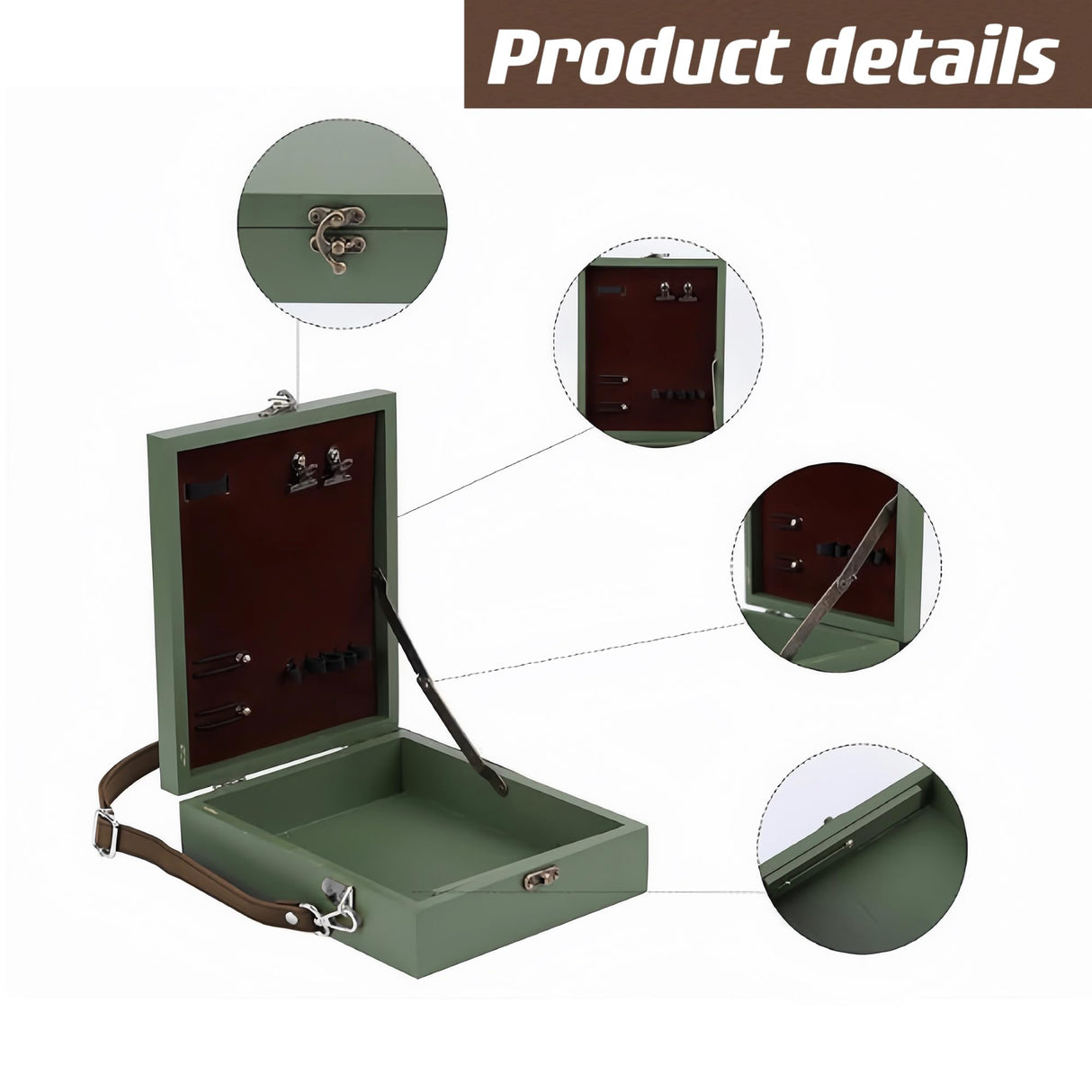 Art Easel Messenger Wood Box: Portable Travel Wooden Storage Box, Tabletop Painting Easel Art Case Bag for Painting, Drawing & Art Supplies, IULAVP