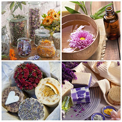 9 Bags Dried Flowers,100% Natural Dried Flowers Herbs Kit for Soap Making, DIY Candle Making,Bath - Include Rose Petals,Lavender,Don't Forget SACATR