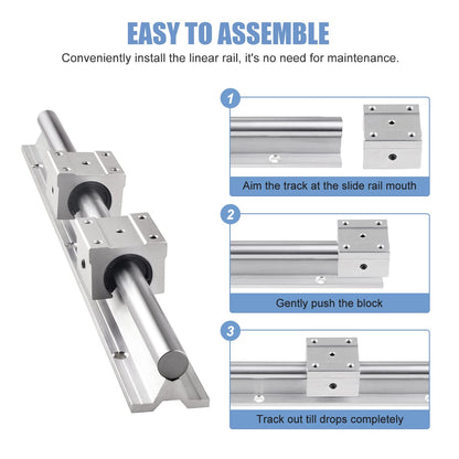 CNCMANS SBR20-2200mm Linear Rail Linear Rails and Bearings Kit 2Pcs SBR20 2200mm Long Fully Supported Shaft Guide with 4Pcs SBR20UU Linear Bearing - WoodArtSupply