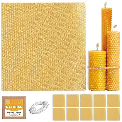 Natural Beeswax Sheets for Candle Making - DIY Beeswax Candle Rolling Kit for Kids & Adults - WoodArtSupply