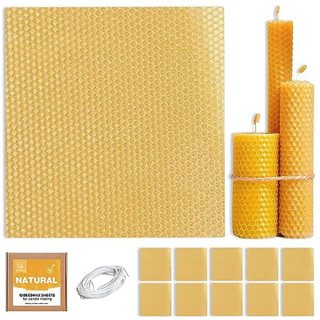 Natural Beeswax Sheets for Candle Making - DIY Beeswax Candle Rolling Kit for Kids & Adults Candleology