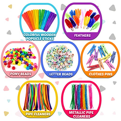 FUNZBO Arts and Crafts Supplies for Kids - Kids Crafts Toys with Sequins, Diamond Stickers & Foam Letters, Crafts for Girls Age 4 5 6 7 8 9 - All in FUNZBO