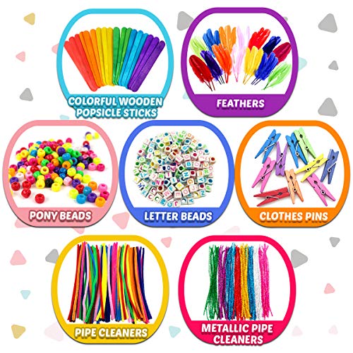 FUNZBO Arts and Crafts Supplies for Kids - Kids Crafts Toys with Sequins, Diamond Stickers & Foam Letters, Crafts for Girls Age 4 5 6 7 8 9 - All in - WoodArtSupply