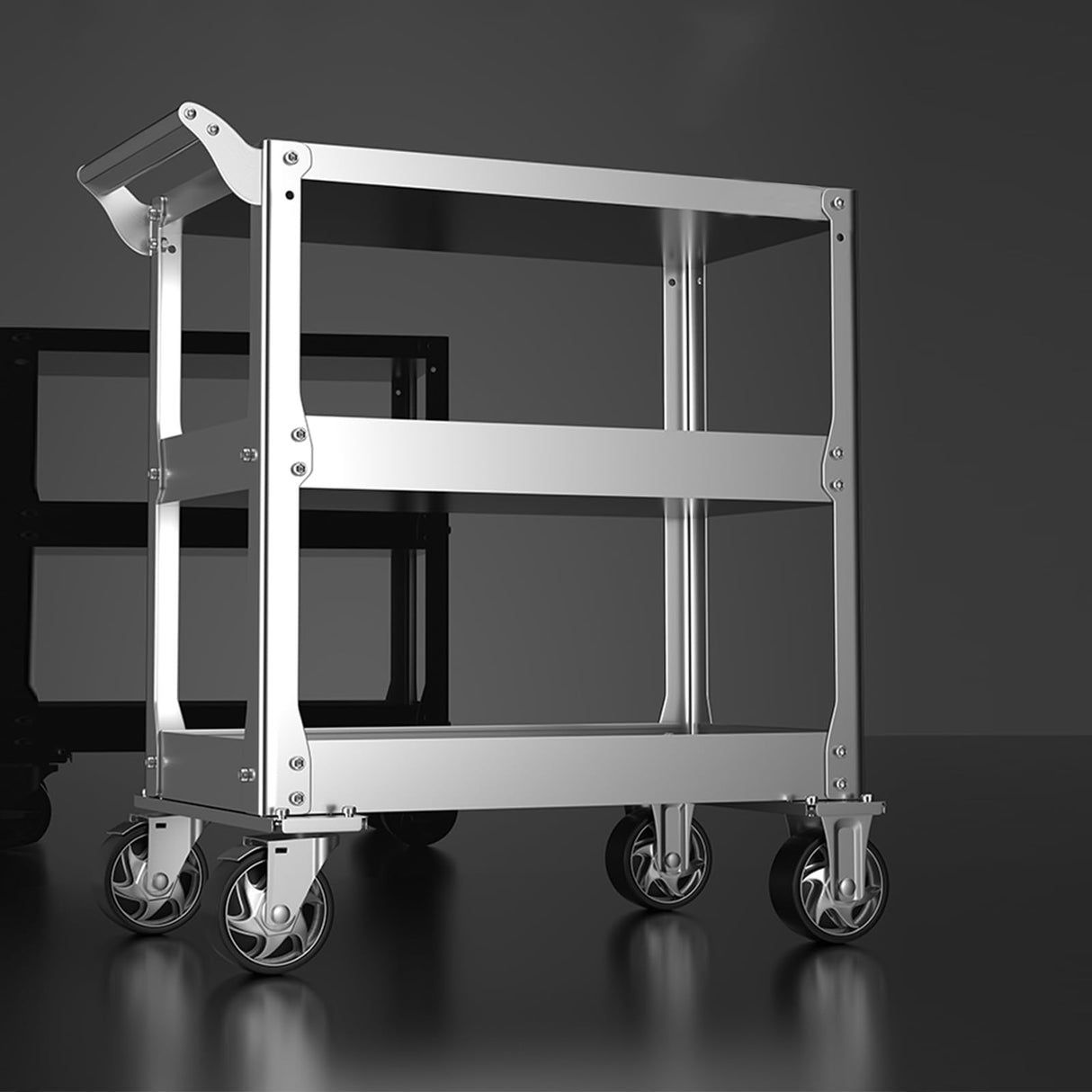 3-Tier Stainless Steel Utility Cart, 1100 lbs Heavy Duty Service Cart with Wheels, Rolling Tool Cart on Wheels, Work Cart for Mechanic, Garage, EHONXI