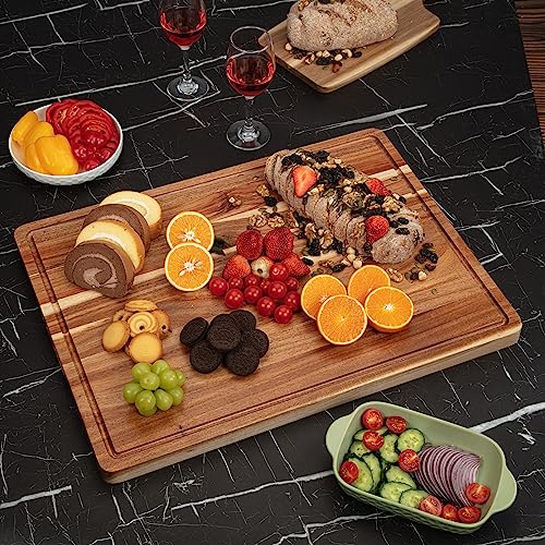 GaoMon 24 x 18 In Acacia Cutting Boardfor Kitchen, XXL Extra Large Charcuterie Cheese Platter Serving Tray, Food Prep and Serving Boards, Chopping - WoodArtSupply