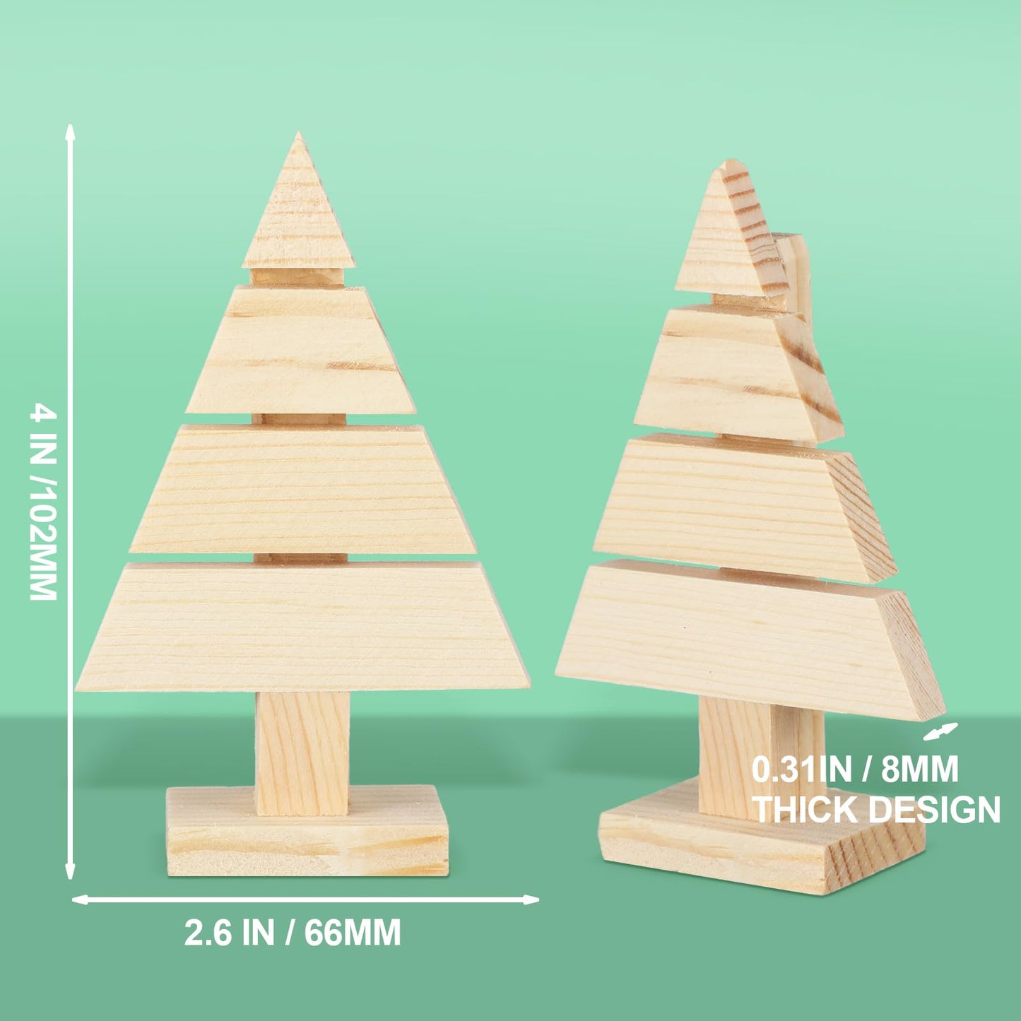 Geetery 6 Pcs Christmas Standing Wood Pallet Christmas Tree Unfinished Blank Wooden Christmas Tree Miniature Decorative Wood Trees for Crafting