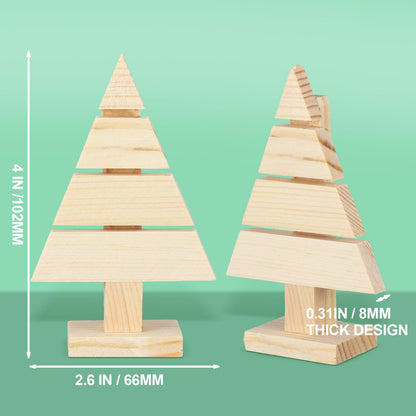 Geetery 12 Pcs Wooden Christmas Tree Standing Unfinished Wood Christmas Tree Pallet Ornaments 4 x 2.6 Blank Rustic Farmhouse Tree Shaped Craft