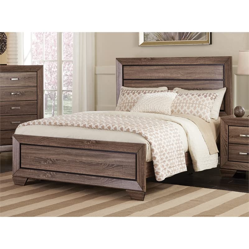 Pemberly Row Transitional 5-Piece Wood Queen Bedroom Set in Brown