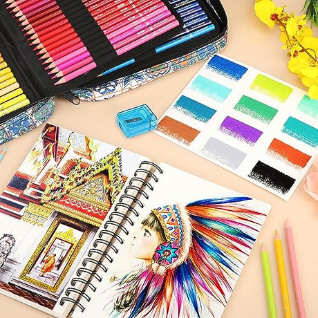 KALOUR 126PCS Colored Pencils Set,with Coloring Books,Tutorial & Color Chart, 120 Premium Soft Core Colored Pencils for Adults Beginners Coloring KALOUR PDAS