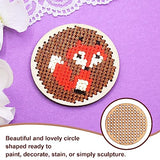 Amosfun 20pcs Wooden Hanging Circle Wooden Cross Stitch Plate Mini Embroidery Template for DIY Crafts Wedding Christmas Hanging Decor Amosfun