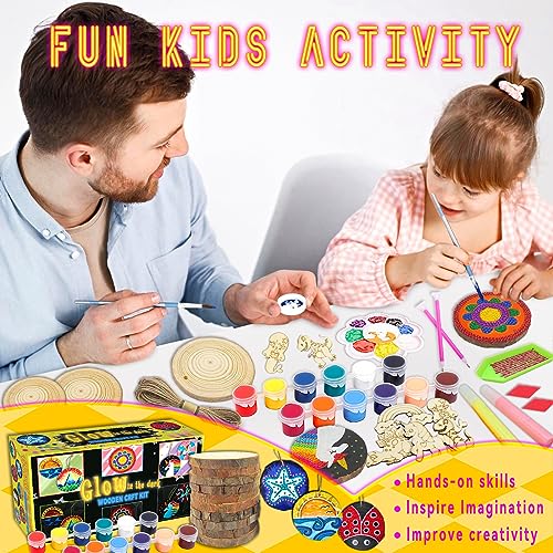 Kids Wood Painting Kit - Glow in The Dark - Arts & Crafts Gifts