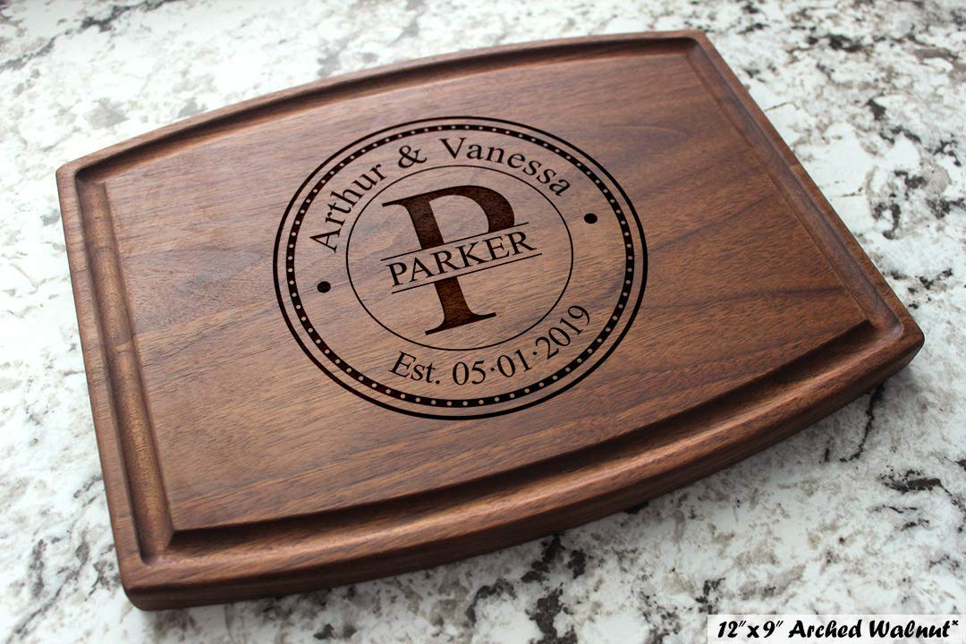 Personalized Cutting Board, Custom Wedding, Anniversary or Housewarming Gift Idea, Wood Engraved Charcuterie, for Couples, Family and Clients Initial - WoodArtSupply