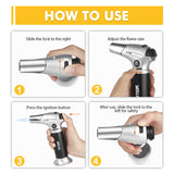 TBTEEK Butane Torch, Kitchen Torch Cooking Torch with Safety Lock & Adjustable Flame for Cooking, BBQ, Baking, Brulee, Creme, DIY Soldering(Butane TBTeek