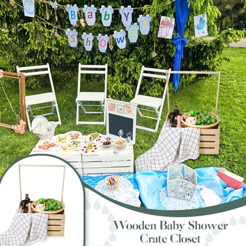 Suzile Wooden Baby Shower Crate Closet, Baby Basket with Handle Baby Storage Crate Hamper, Baby Shower Wooden Gift Crate, Baby Personailzed Basket Suzile
