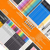 Caliart Drawing Supplies, Art Set Sketching Kit with 100 Sheets 3-Color Sketch Book, Graphite Colored Charcoal Watercolor & Metallic Pencils, Gifts Caliart