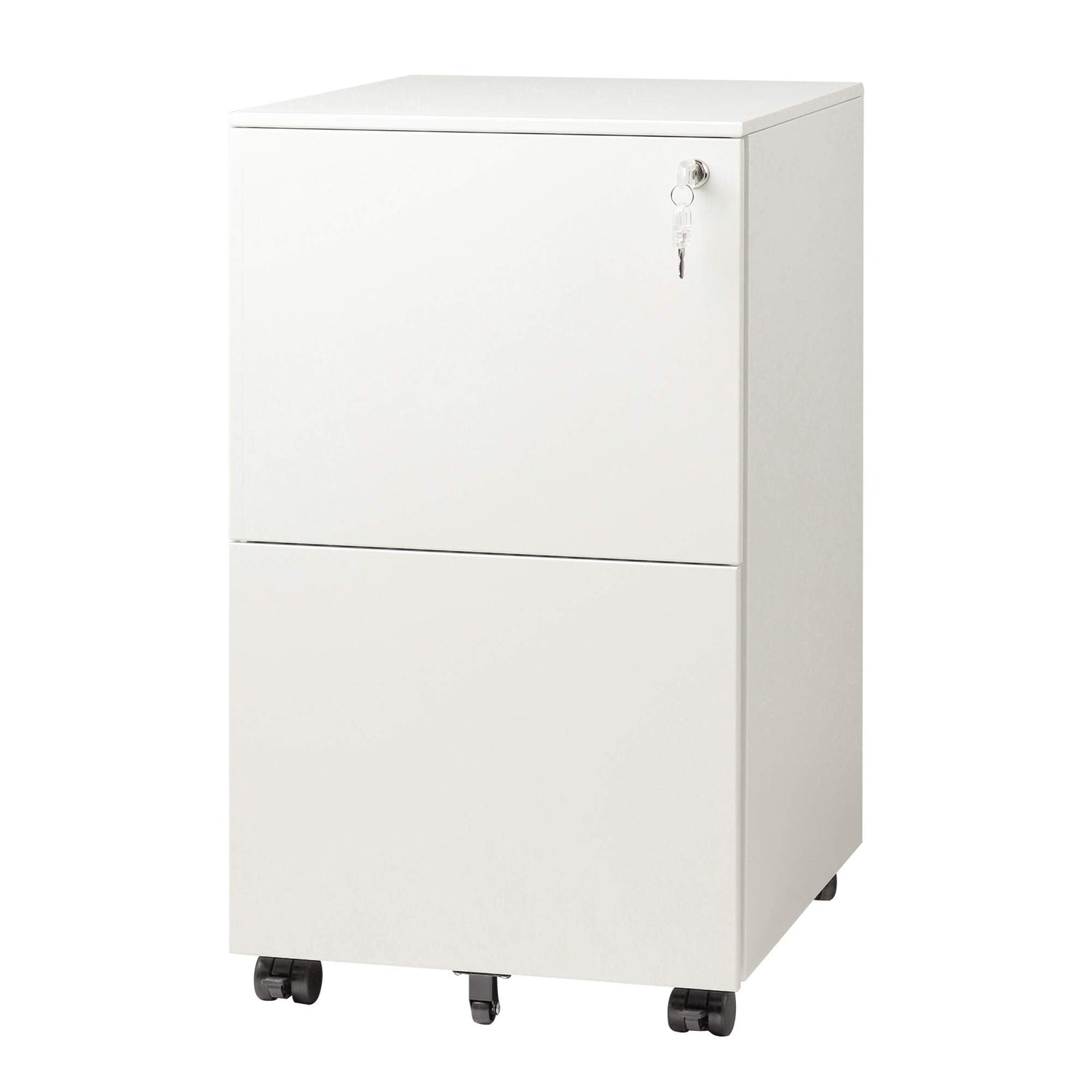 DEVAISE 2-Drawer Mobile File Cabinet with Lock, Commercial Vertical Cabinet in White DEVAISE