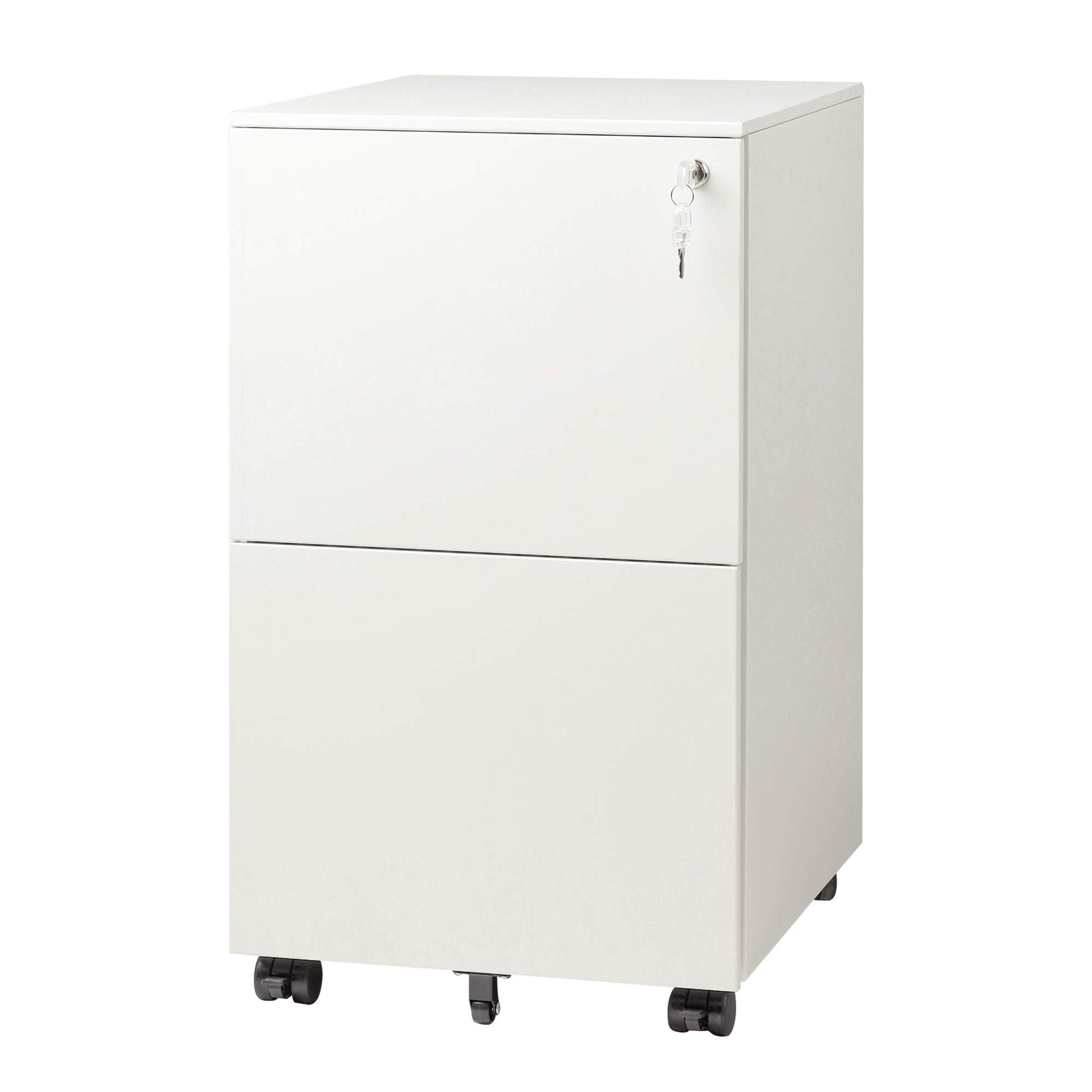 DEVAISE 2-Drawer Mobile File Cabinet with Lock, Commercial Vertical Cabinet in White - WoodArtSupply