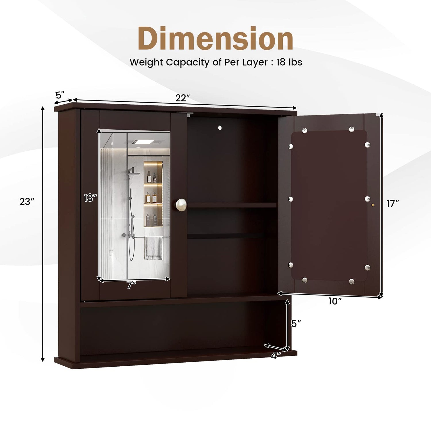 Byroce Bathroom Medicine Cabinet, Bathroom Wall Cabinet with 2 Mirror Doors & Adjustable Shelf, Over Toilet Storage, Wood Wall Mounted Storage WoodArtSupply