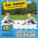 ColCospie Wooden Cars to Paint for Kids,Come with 12pcs DIY Wooden Cars for 12pcs of Color Pigments and 1pcs Car Styling Sticker ColCospie
