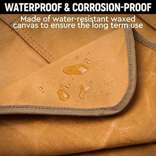 UUP Woodworking Apron for Men 20 oz Work Apron for Men with 9 Tool Pockets, Heavy Duty Waxed Canvas Apron Fit for Size S to XXL, Khaki UUP