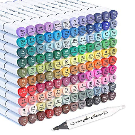 121 Colors Dual Tip Alcohol Based Art Markers,120 Colors plus 1 Blender Permanent Marker 1 Marker Pad with Case Perfect for Kids Adult Coloring Books Shuttle Art