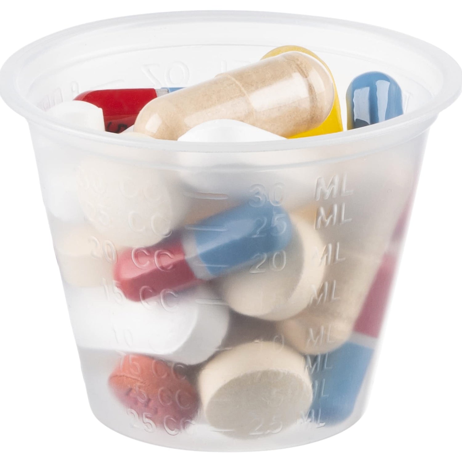 [100 Count - 1 oz.] Plastic Disposable Medicine Measuring Cup for Liquid Medicine, Epoxy, & Pills Comfy Package