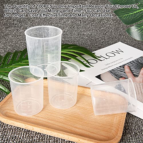 CertBuy 100PCS 100ml Plastic Measuring Cups Resin Cup for Epoxy Mixing Cup Plastic 100ML, Resin Plastic Measuring Cups 3.4oz 100ml Plastic Graduated CertBuy