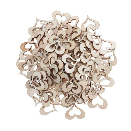 Amosfun Wooden Heart Slice Hollow Love Hanging Tags DIY Craft Embellishments Decoration for Wedding Gift 50Pcs Amosfun