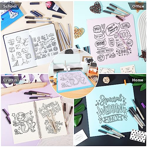 DOOHALO Metallic Grey Black Pens for Cricut Maker 3/Maker/Explore 3/Air 2/Air 1.0/0.8/2.0/2.5 Variety Point Tips Gel Glitter Markers for drawing DOOHALO