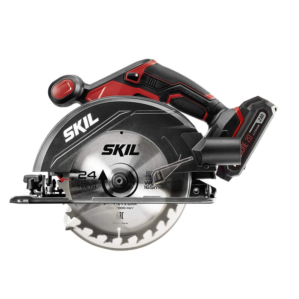 SKIL 20V 4-Tool Combo Kit: 20V Cordless Drill Driver Reciprocating Saw, Circular Saw and Spotlight, Includes Two 2.0Ah PWR CORE Lithium Batteries and Skil