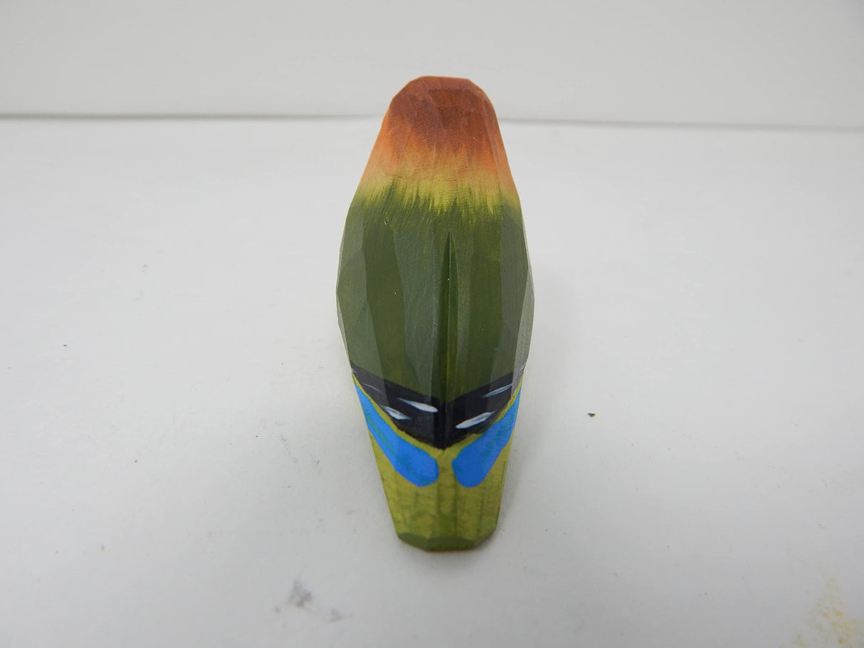 Selsela Lovebird Wood Figurine Parrot Statue Sculpture Ornament Decor Miniature Art Carve Small Animal Selsela