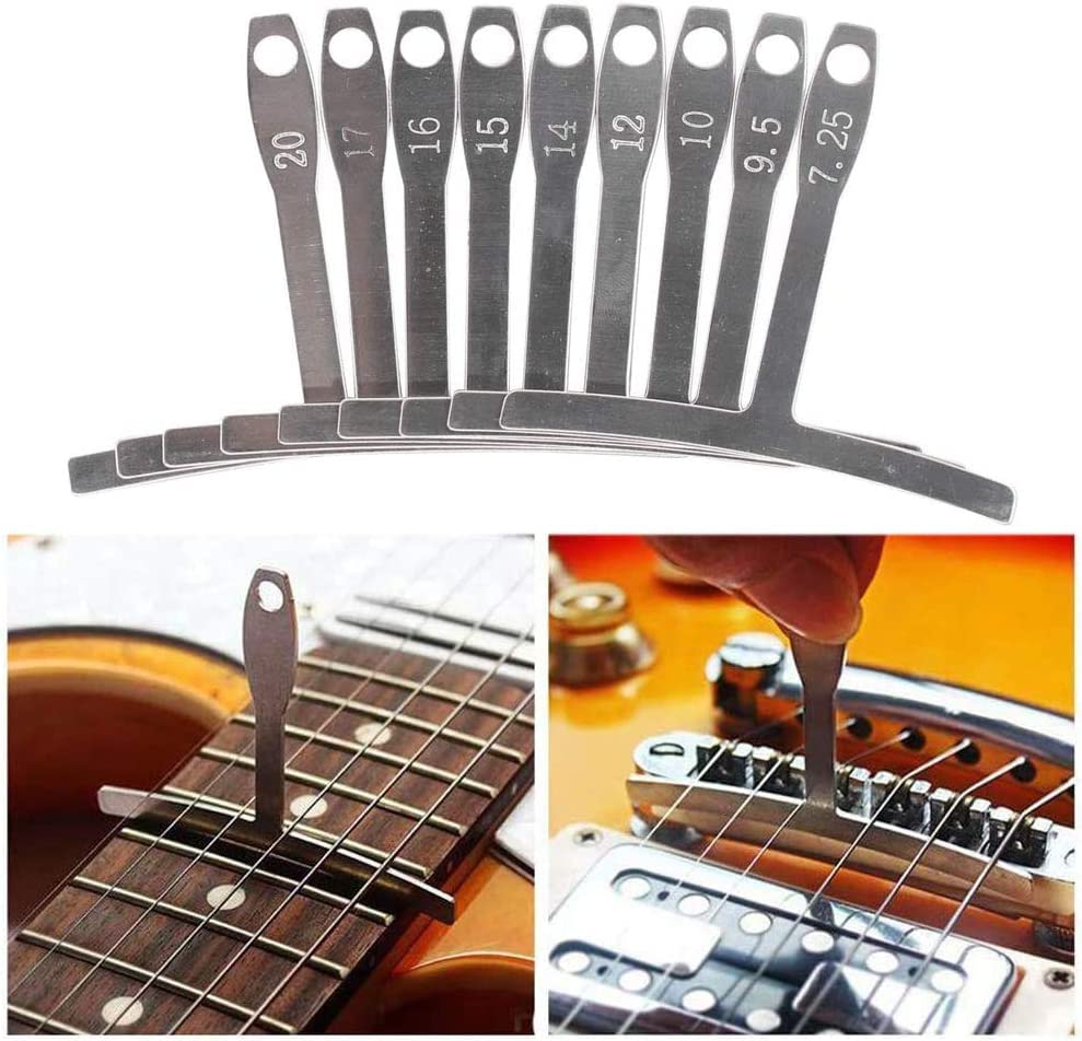 jiayouy Set of 14 Pieces Luthier Tools Set Guitar Neck Notched Straight Edge 9pcs Guitar Radius Gauge String Action Gauge Ruler Fret Rocker Fret Jiayouy
