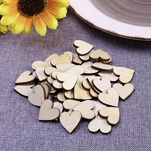Vosarea 50pcs Wooden Hearts Slices Blank Unfinished Wooden Discs Cutout Pieces Embellishments for Scrapbooking Wedding Table Scatter DIY Arts Craft VOSAREA