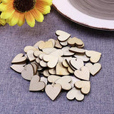 Vosarea 50pcs Wooden Hearts Slices Blank Unfinished Wooden Discs Cutout Pieces Embellishments for Scrapbooking Wedding Table Scatter DIY Arts Craft VOSAREA