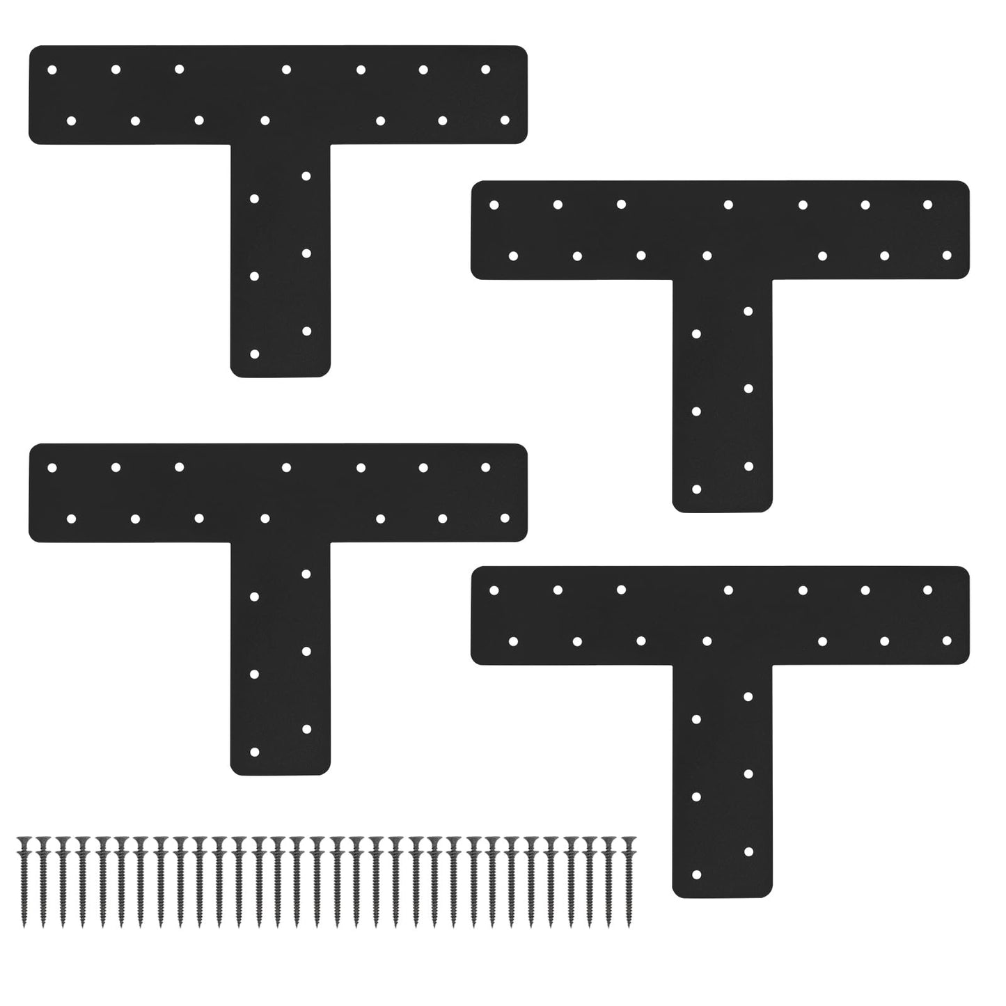 XIHUWZ 4 Pcs T Post Bracket,13"x3"T Flat Mending Plate Joining Brackets, Connecting Brackets, T Shape Strap Plate Fit 4x4,6x6 for Repair