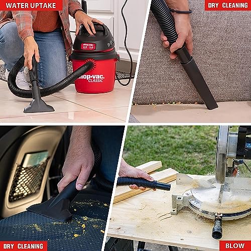 Shop-Vac 2.5 Gallon 2.0 Peak HP Wet/Dry Vacuum, Portable Compact Shop Vacuum with Top Handle, Wall Bracket & Attachments Shop-Vac