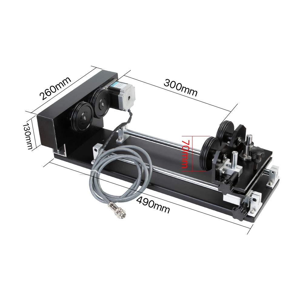 Cloudray Co2 Laser Rotary Attachment Rotary Axis 2 Axis CNC Laser Rotary Attachment with Nema 23 2-Phase Stepper Motor(Roller-4 Pin) Cloudray