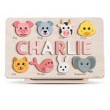 Animals Wooden Name Puzzle | Busy Board Puzzle | Toddler Toys | Baby Girl Gifts | Gift for Kids | Baby First Easter Present | Birthday Gift Zuzu Puzzle