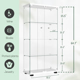 FANYUSHOW Elegant Glass Display Cabinet with Lock - Quick-Install 4-Shelf Curio Unit in White FANYUSHOW
