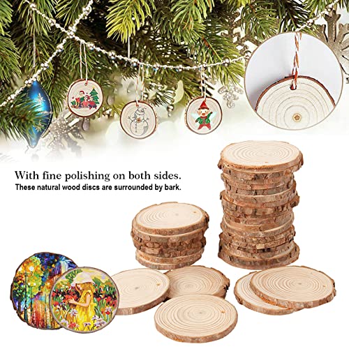 10 Pcs Natural Wood Slices Unfinished Wood Slices 2.8-3.12 Inches Wood Circles for Crafts Wooden Circle Christmas Ornaments Blanks Table Signage